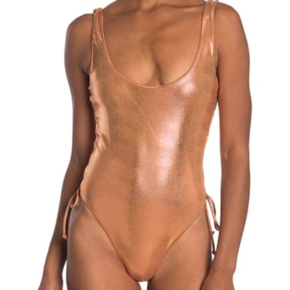 Pink Sand Lace-Up One-Piece Swimsuit